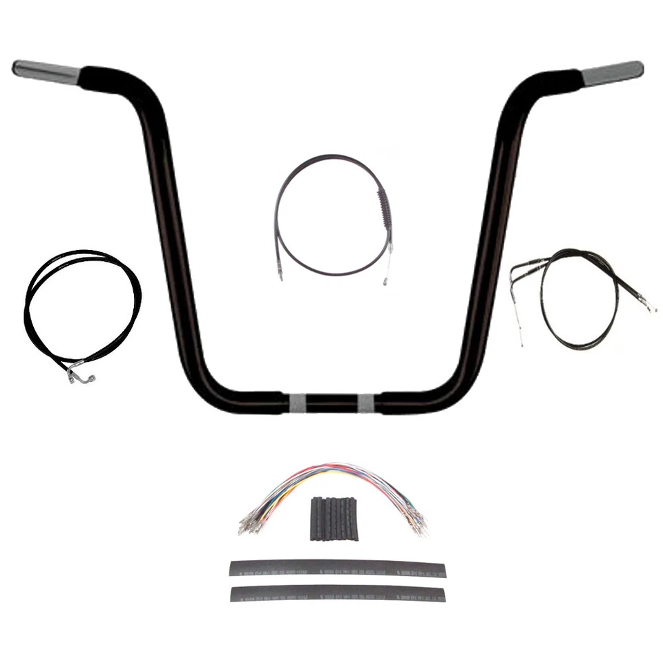 Harley-Davidson Dyna 1 1/4" Black Wild 1 WO509 16" Ape Hanger KIT 1990-1995 Foto 1 de 2