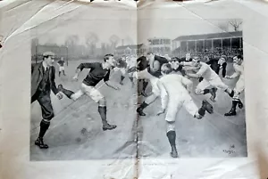 England & Ireland Rugby Match H. Burgess Print 1893 Illustrated London News - Picture 1 of 3