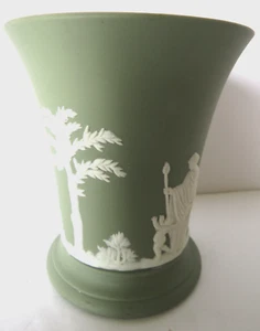 Wedgwood Green Jasperware Vase 4" Tall - Picture 1 of 6