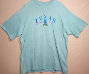 Vintage Single Stitch Made In USA Texas & Bluebonnets embroidered T-Shirt XL - Picture 1 of 5