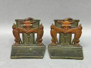 Pair of Lamp of Knowledge Bookends Cast Iron Judd 1926 ARTS & CRAFTS MISSION - Picture 1 of 9