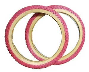 Pair Raleigh Burner/old School Bmx 20 X 2.125 Red Amber Wall Comp Iii Type Tyres - Picture 1 of 3