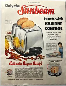 Vintage 1954 Print Ad Sunbeam Toaster Automatic Radiant Control Toasted Bread - Picture 1 of 1