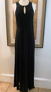 OBEY Long Black Maxi dress with embroidered details & Keyhole (SIZE S) - Picture 1 of 7