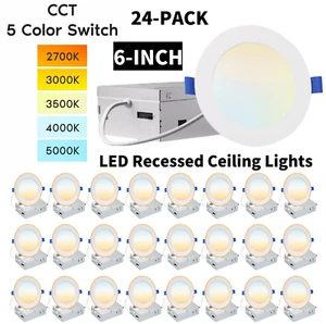 24Pack 6 Inch 5CCT Recessed Light with Night Light,Canless LED Recessed Lighting - Picture 1 of 21
