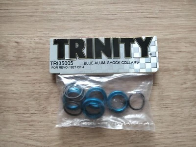 Trinity Traxxas Revo GTR Slash 4x4 Shock Adjuster Collars Blue Aluminium NIP - Image 1 of 2