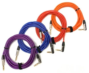 Color Guitar/Instrument Cable 20ft Straight to Right Angle 1/4" - Great Quality! - Picture 1 of 6