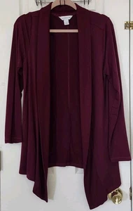 Cárdigan Suéter Liz Claiborne Manga Larga Frente Abierto Granate Talla L - Imagen 1 de 4