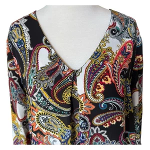Blusa C EST 1946 CATO Para Mujer Grande Cachemira Fluida Campesina Top Boho Manga Campana - Imagen 1 de 8
