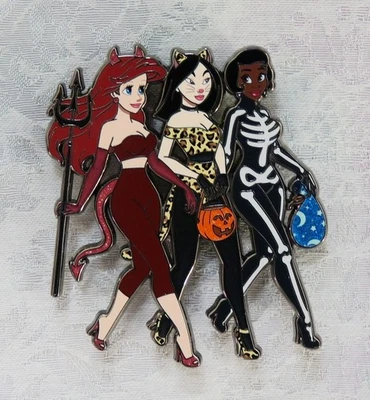 DISNEY FANTASY JUMBO LE PIN ARIEL MULAN TIANA TRICK OR TREAT HALLOWEEN PIN SOADA - Image 1 of 2