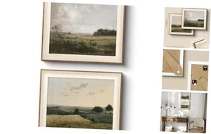 Juego de 2 arte de pared vintage con marco de paisaje, escena de naturaleza de 12L" x 10W" - Imagen 1 de 8