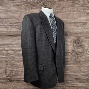 VTG Mappelli de Milano 54R Dark Gray Tones 100% Wool Teed Blazer Jacket - Picture 1 of 18