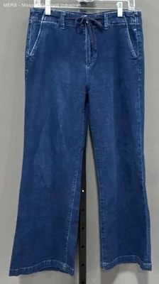 Pantalones de mezclilla Paige para mujer talla 29 azul liso cordón pierna ancha cintura alta boho retro Foto 1 de 4