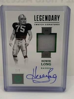 2019 Panini Encased Legendary Swatch Signatures Emerald /5 Howie Long Auto HOF - Image 1 of 2