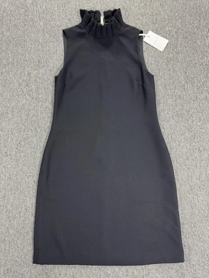 Vestido Ted Baker para mujer 2 negro dramático plisado con volantes cuello falso sin mangas Foto 1 de 4