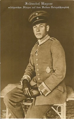 Tarjeta Sanke: foto de estudio piloto naval alemán Marine-Fliegerbabteil RICHARD WAGNER Foto 1 de 4