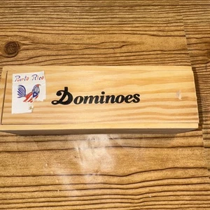 Double Six Dominoes 28 Pieces Set in Wooden Box - Puerto Rico - Picture 1 of 5