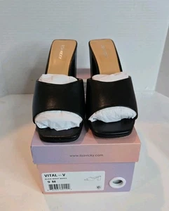 Lisa Vicky Women's Size 9M Black Sheep Nappa Leather Slide Heels - Picture 1 of 7