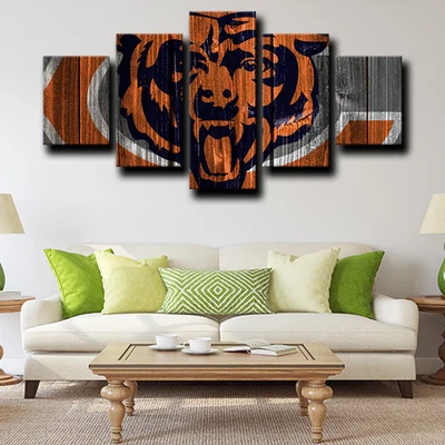 Equipo deportivo de fútbol americano NFL Chicago Bears logotipo 5 piezas panel lienzo arte de pared decoración Foto 1 de 4