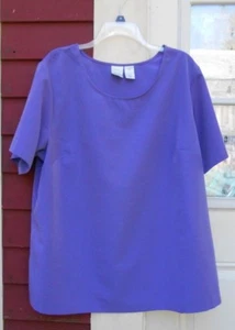 Roaman's Purple Short Sleeved Crew Neck Polyester Side Slit Blouse Size 22W 52" - Picture 1 of 5