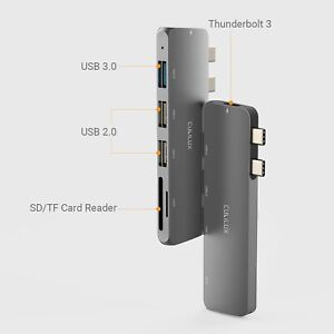 6 in 1 Premium USB C Hub SD/TF Card Slot Adapter For 2021~2016 MacBook Pro