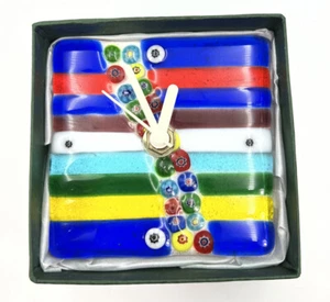 Souvenir Di Venezia Glass Desk Clock 3.7" Millefiori Colorful In Box Not Working - Picture 1 of 6