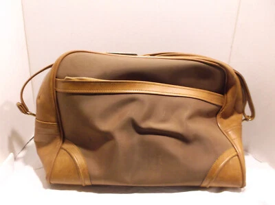 VINTAGE VINYL CARRY-ON DUFFEL BAG  W/Strap Brown - Image 1 of 4