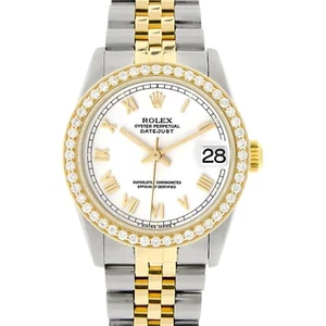 Rolex Datejust 2-tone 31mm 68273 White Roman Watch With 0.95ct Diamond Bezel - Picture 1 of 10
