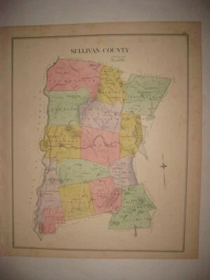 ANTIQUE 1892 SULLIVAN COUNTY & NEWPORT NEW HAMPSHIRE HANDCOLORED MAP SUPERB RAR - Image 1 of 2
