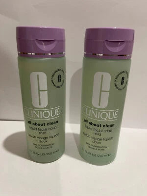 2x Clinique All About Clean Jabón Facial Líquido Suave 6.7 OZ Piel Seca Combinada Foto 1 de 2