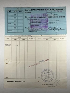 Cheque/recibo bancario CPR Canadian Pacific Railway 1960 - Ferrocarril efímero de colección - Imagen 1 de 3