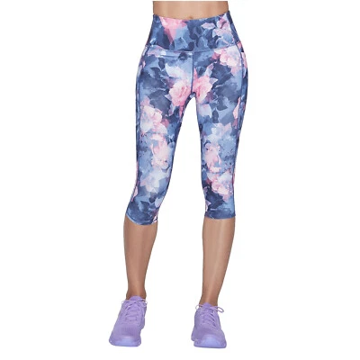 legging Femme, Skechers Go Walk High Waisted Summer Rose Capri Leggins, Multicol - Photo 1/2