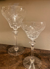 Crystal Water /Wine /Liquor Glasses Honeycomb Cut Stem Floral Dot Swag-15 Pieces