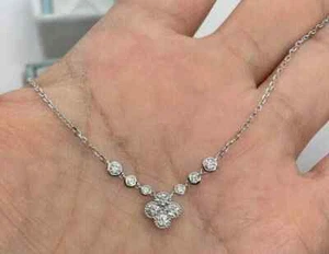 2Ct Round Cut Lab Created Diamond Women's Charm Necklace 14K White Gold Plated - Picture 1 of 3