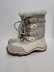 PAJAR LEATHER PINK/WHITE FAUX FUR LINED SIDE ZIP WINTER LADIES 5/5.5 BOOTS - Picture 1 of 5