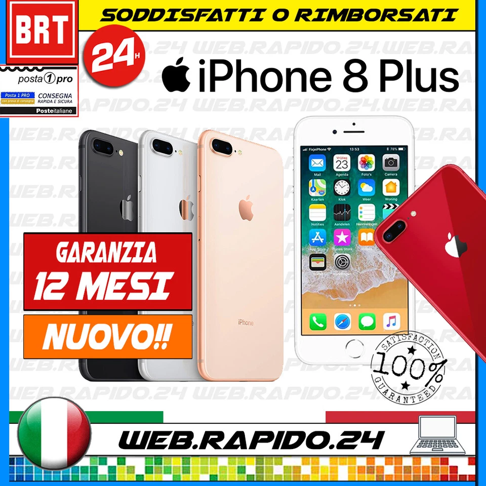 NUOVO! APPLE IPHONE 8 PLUS 64GB 256GB BIANCO NERO ORO ROSSO GARANZIA ITALIA_24H - Immagine 1 di 1