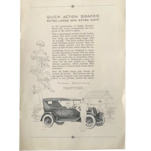 Vintage 1923 Dodge Quick Action Brakes Ad Advertisement - Picture 1 of 4