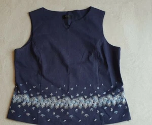 Anna Morelle Blue Tank Vest With Blue And White Floral 14 - Picture 1 of 6