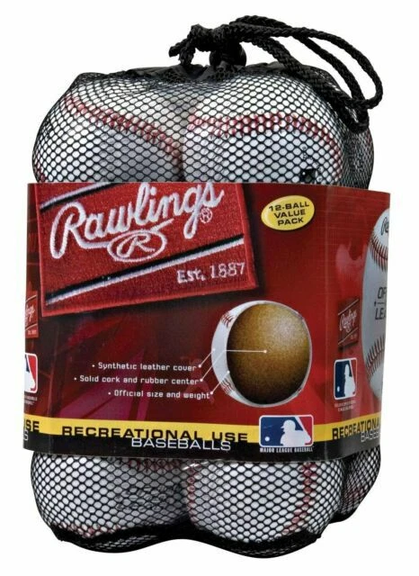 Rawlings OLB3BAG12 Official League Recreational Use Baseballs - 12 Pack