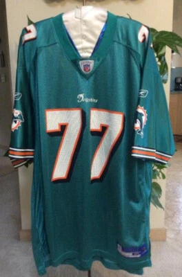 Camiseta de fútbol americano Reebok NFL Miami Dolphins #77 JAKE LONG - ¡Talla XL! Foto 1 de 4