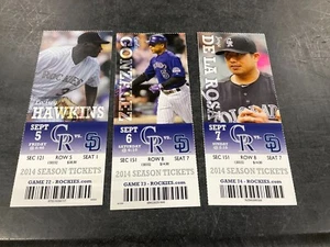 Talón de boleto Rockies 2014 9/5/14-9/6/14-9/7/14 vs Padres - Imagen 1 de 4