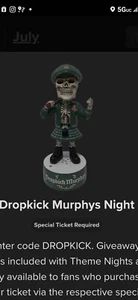 DROPKICK MURPHYS RED SOX EXCLUSIVE MUSICAL  BOBBLEHEAD SPECIAL TICKET - Picture 1 of 1