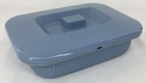 Vintage Anchor Hocking Microware Servierware Backform Blau 9x6 7/8 1,5 Quart EUC - Bild 1 von 12