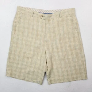 Tommy Bahama Shorts Mens 35 Tan Blue Chino Linen Silk Blend Relaxed Fit 10" - Picture 1 of 13