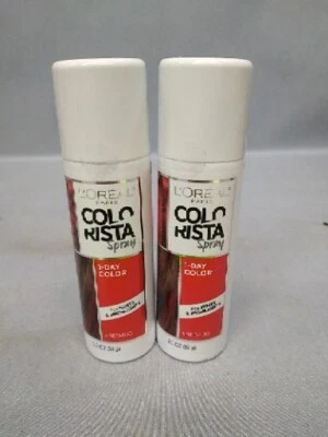 Lote de 2 L'Oreal Paris COLORISTA Spray 1 Dia Cor #RED400 2.0 Oz - Imagem 1 de 4