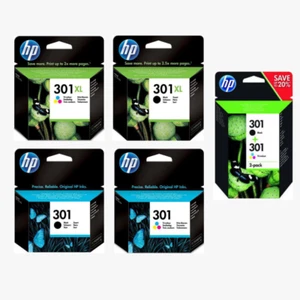 HP 301 / 301XL Black & Colour Ink Cartridges Original - Picture 1 of 13