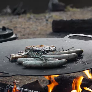 55cm Cast Metal Over Fire BBQ Griddle Round Iron Pan Portable Fry Grill w/3 Legs - Picture 1 of 11