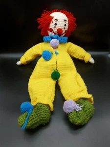 Vintage Large Hand Crocheted Clown Doll - Picture 1 of 2