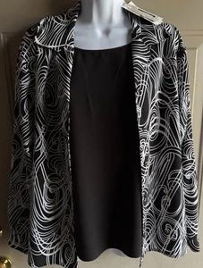 Notations 2-Fer TwinSet Black & White NEW WITH Tags Looks Like 1 Piece Size L - Picture 1 of 8