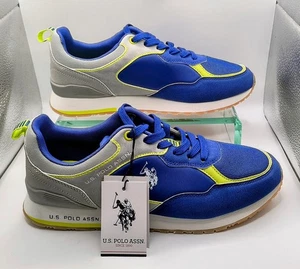 U.S. Polo Assn. Men's Trainers Size 8.5-9 Blue Grey Suede Mesh TABRY007M New - Picture 1 of 20